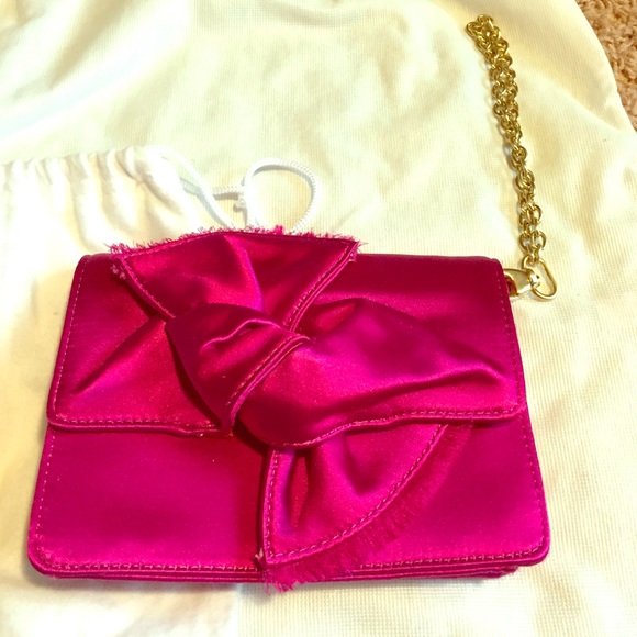 Small bright pink BCBG clutch / evening bag