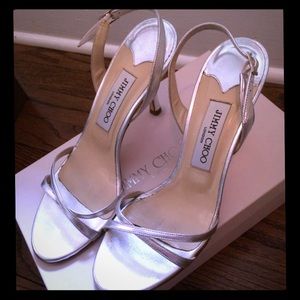 Jimmy Choo Silver Scrappy Heels 😘😘😍🎊🎊🎊🎊