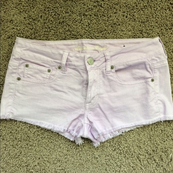 Purple cut offs // size 6 // lace pocket detail