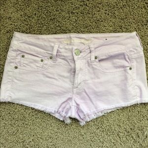 Purple cut offs // size 6 // lace pocket detail
