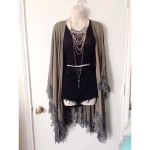Olive green lace kimono