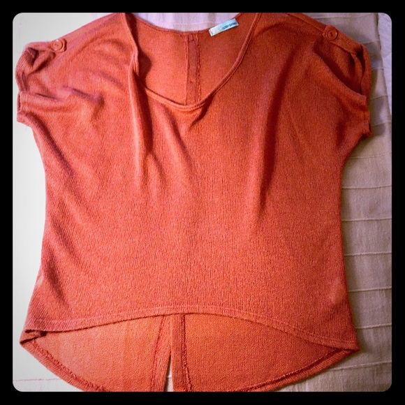 Burnt Orange, Knit, High-low Top