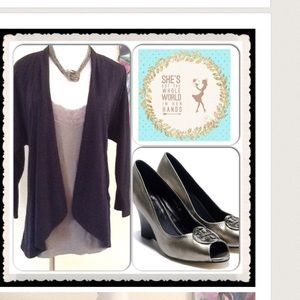Open Front Navy Cardi