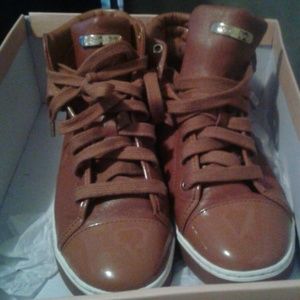 Brown leather MK designer sneakers