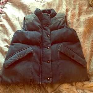 Denim puffy vest