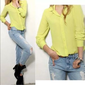 Yellow chiffon shirt