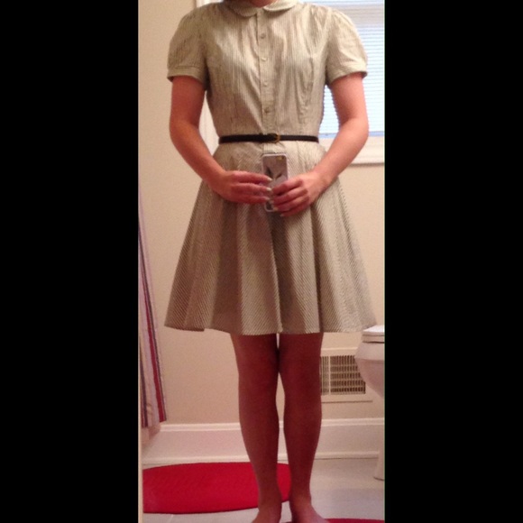 Striped A-Line Full Skirt Dress - Picture 2 of 4