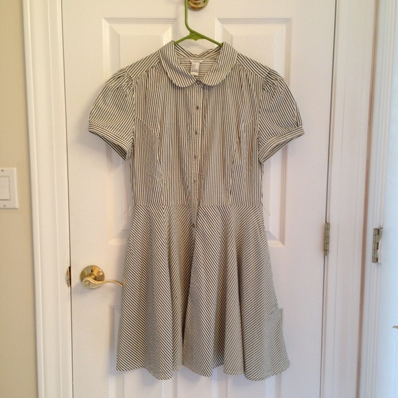 Striped A-Line Full Skirt Dress - Picture 3 of 4