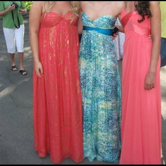 Coral & Gold Prom/Formal Dress - Picture 2 of 2