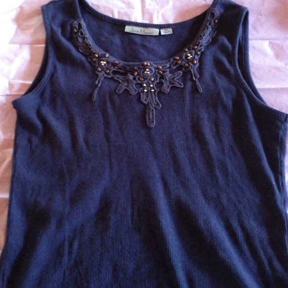 Bejeweled Blue Ribbed Tank - Picture 2 of 2