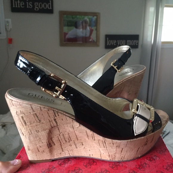 Guess black wedges! Size 8