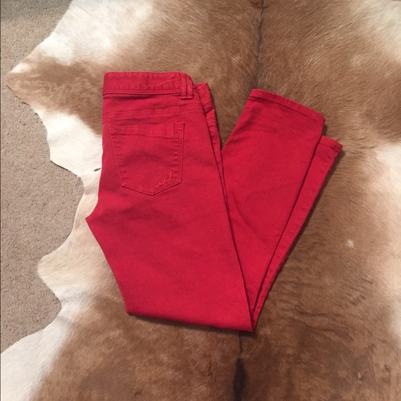 Express red cropped jeans