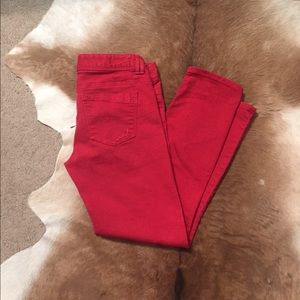 Express red cropped jeans