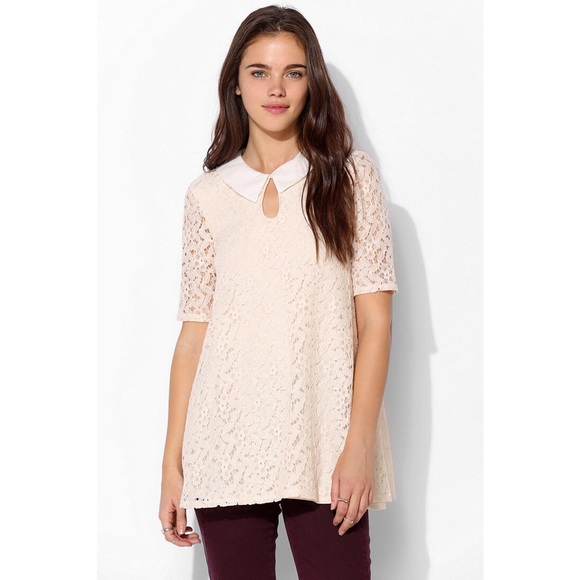 URBAN OUTFITTERS IVORY LACE TUNIC