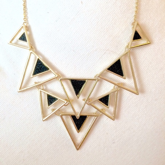 Black and gold triangle necklace