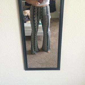 Black and white floral print bell bottoms