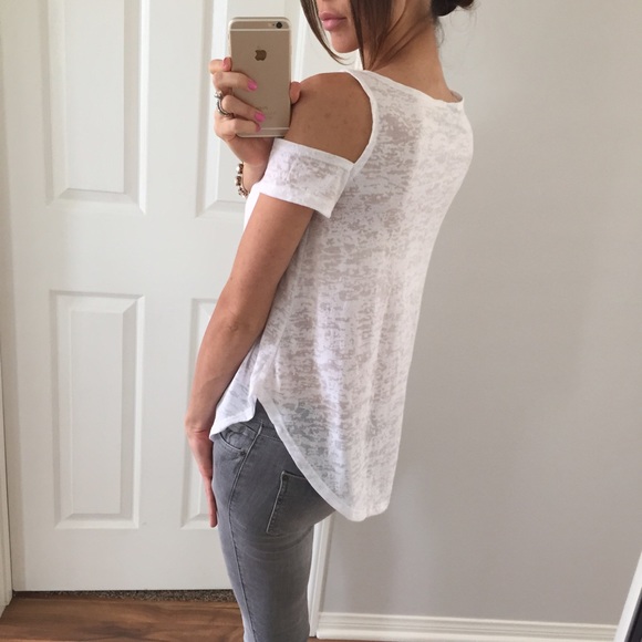 Sold • White Cold Shoulder Top - Picture 2 of 4
