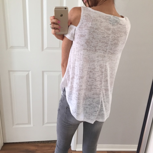 Sold • White Cold Shoulder Top - Picture 3 of 4