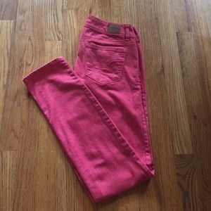 coral skinny jeans