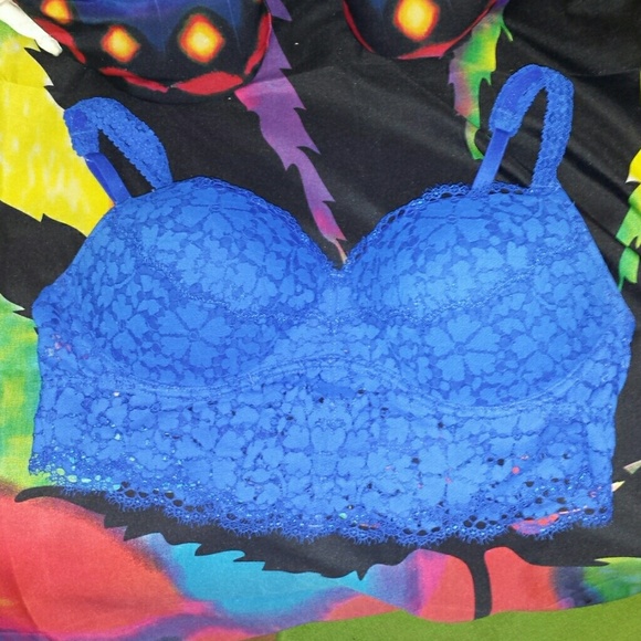 NWOT Vs pink royal blue lace bralette