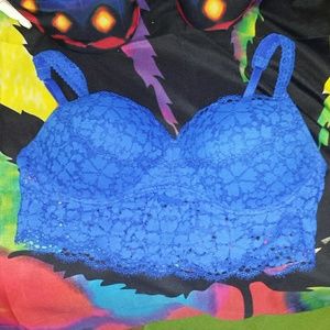 NWOT Vs pink royal blue lace bralette