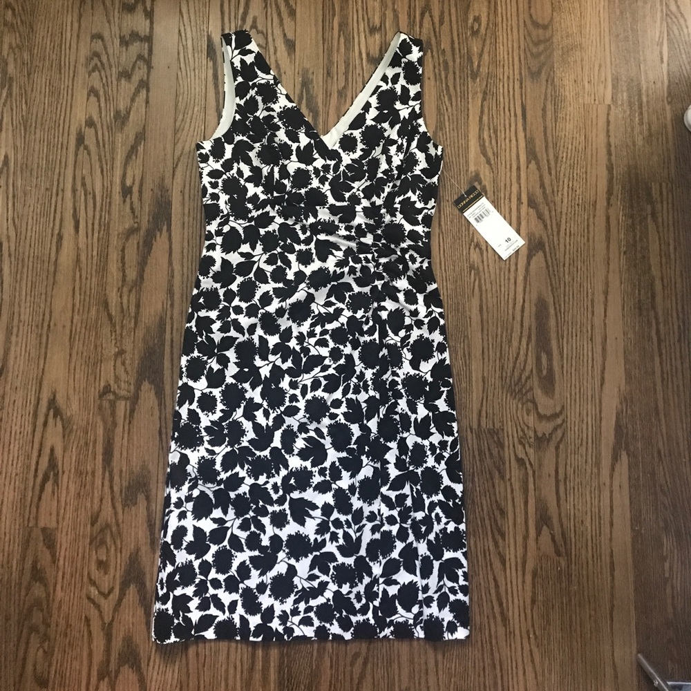 Donna Ricco black & ivory cocktail dress sz 10