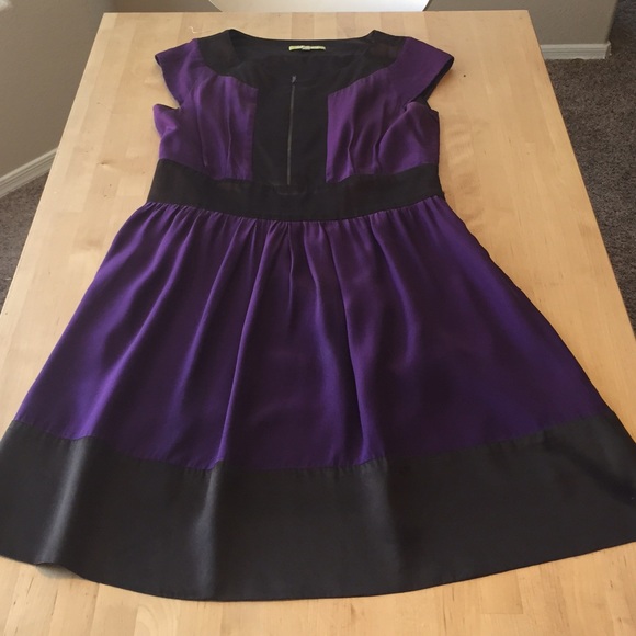 Gianni Bini Purple and Black Zipper Dress Size 8