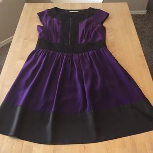 Gianni Bini Purple and Black Zipper Dress Size 8