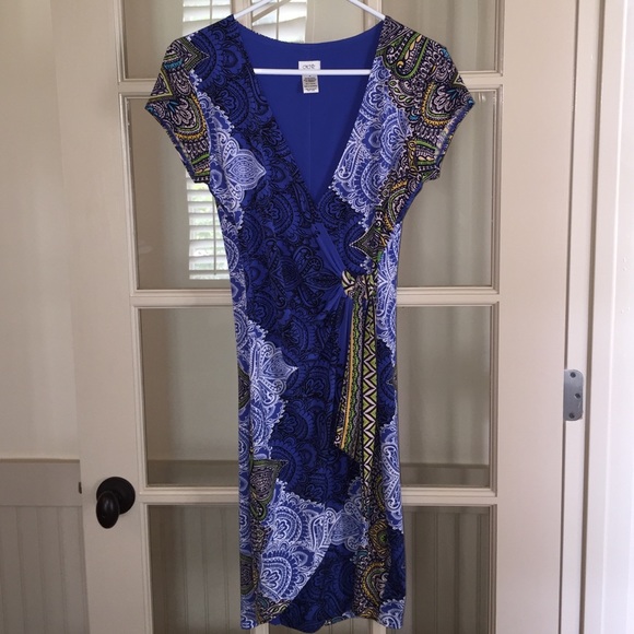 Cache blue print knit dress