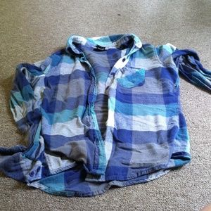 Plaid long sleeve button up top
