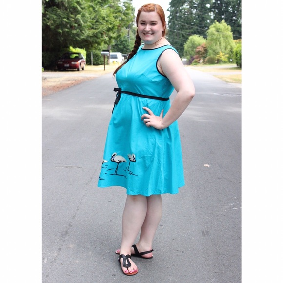 SOLD: Flamingo Embroidered Dress - Picture 3 of 4