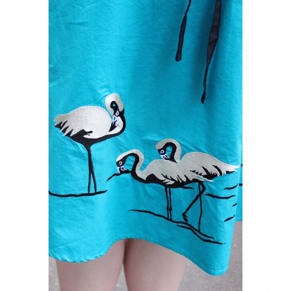 SOLD: Flamingo Embroidered Dress - Picture 4 of 4