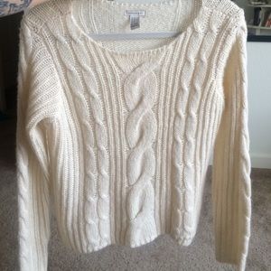 Cream Cable Knit Boxy Sweater
