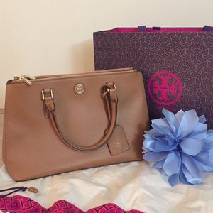 Authentic Tory Burch Robinson mini double-zip tote