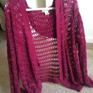 Lucky Brand hooded open knit cardigan