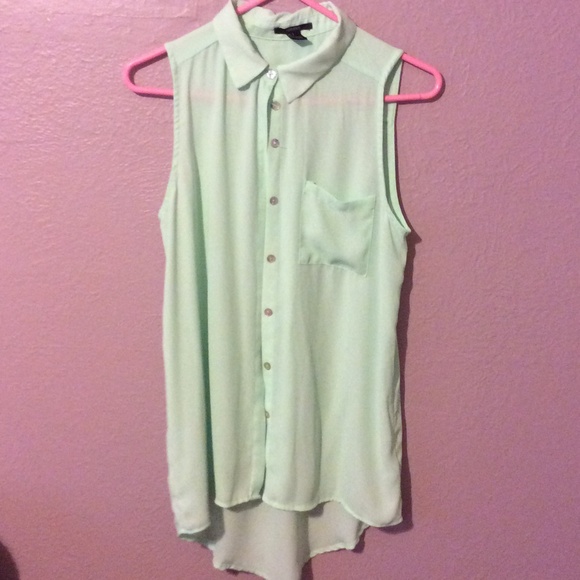 Sheer mint green tank top