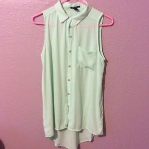 Sheer mint green tank top
