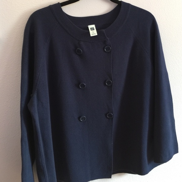 Navy blue doubled breasted cardigan sweater