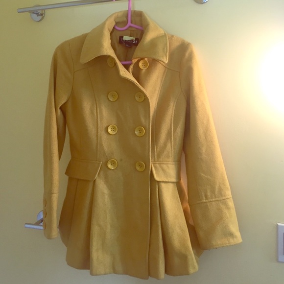 Yellow short pea coat jacket