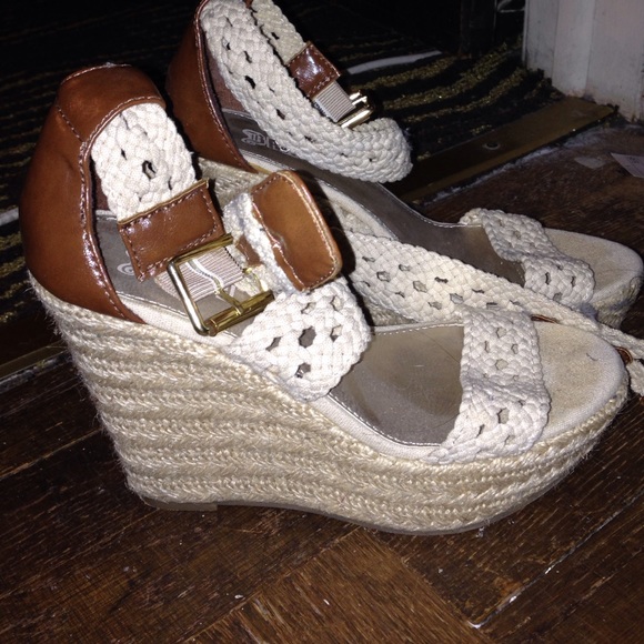 Beige Strap Wedge Sandal