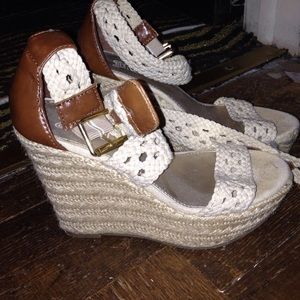Beige Strap Wedge Sandal