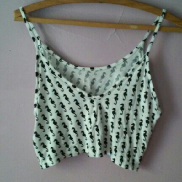 NWOT Seahorse Cotton Crop Top - Picture 3 of 3