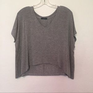 Brandy Melville gray v-neck cropped tee