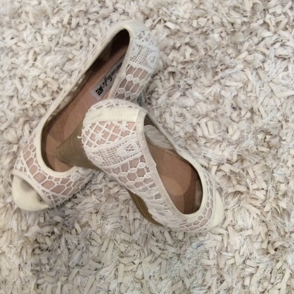 White lace wedges