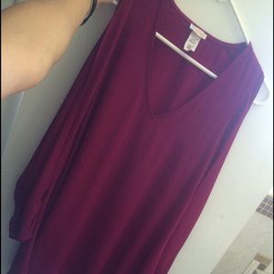 Fuchsia dress with cut sleeves
