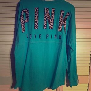 Teal oversized Victoria's Secret Pink shirt