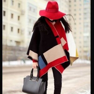 Reserved- Red & Black Asymmetrical Cape NWOT