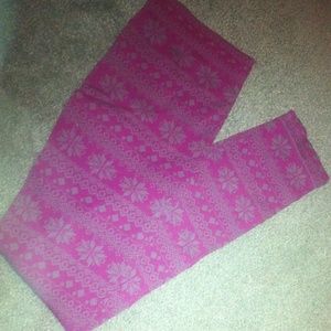 Pink and grey snow flake Aztec tights