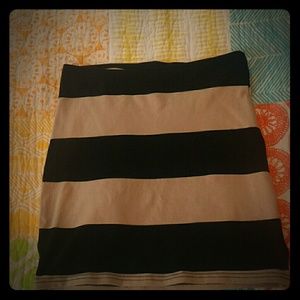 Tan and black stripped mini skirt