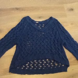 Free people navy blue fishnet sweater